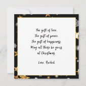 Cool Gold Black Stars Metallic Mode Merry Xmas Bedankkaart (Achterkant)