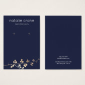 Cool Gold Branch Navy Blue Earring Display Holder  Visitekaartje (Voorkant /achterkant)