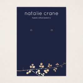 Cool Gold Branch Navy Blue Earring Display Holder  Visitekaartje