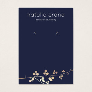 Cool Gold Branch Navy Blue Earring Display Holder  Visitekaartje