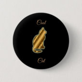 Cool Gold Cat Ronde Button 5,7 Cm (Voorkant)