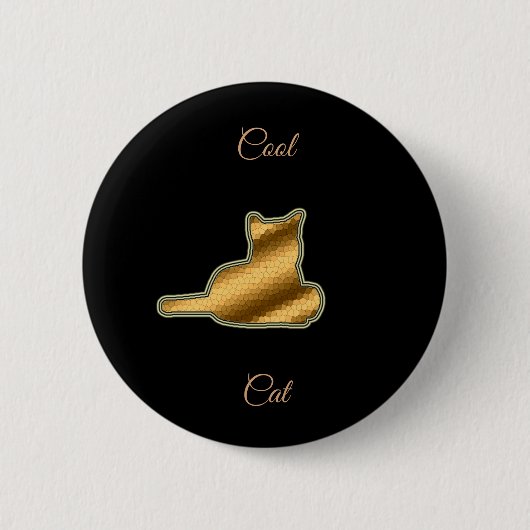 Cool Gold Cat Ronde Button 5,7 Cm (Voorkant)