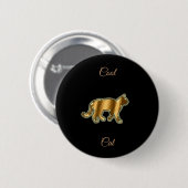 Cool Gold Cat Ronde Button 5,7 Cm (Voorkant /achterkant)