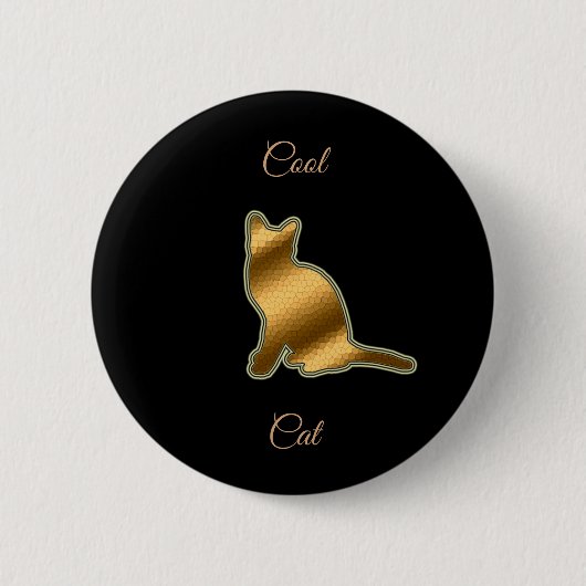 Cool Gold Cat Ronde Button 5,7 Cm (Voorkant)