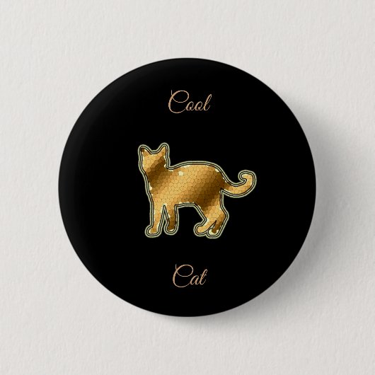 Cool Gold Cat Ronde Button 5,7 Cm (Voorkant)