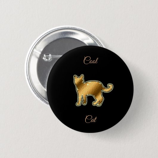 Cool Gold Cat Ronde Button 5,7 Cm (Voorkant /achterkant)