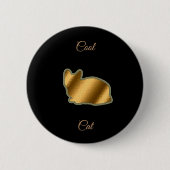 Cool Gold Cat Ronde Button 5,7 Cm (Voorkant)