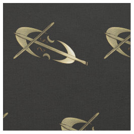 Cool Gold Cello Muzikant Fan Patroon Stof