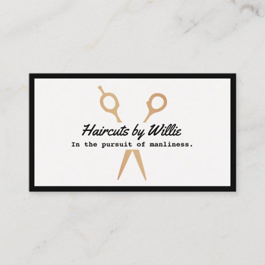 Cool Gold Clipping Shears Barbershop Visitekaartje (Voorkant)