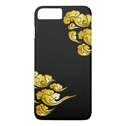 Cool Gold Cloud Pattern Black iPhone 7 Plus Hoesje (Achterkant)