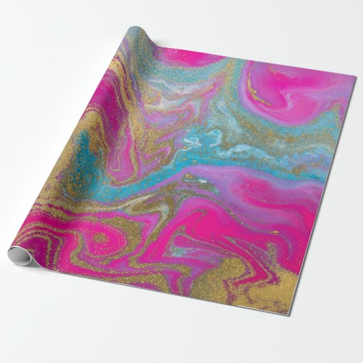Cool Gold Colorful Marble Texture Cadeaupapier (Uitgerold)