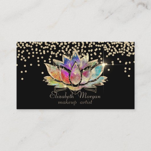 Cool Gold Diamonds Colorful Lotus Black  Visitekaartje (Voorkant)