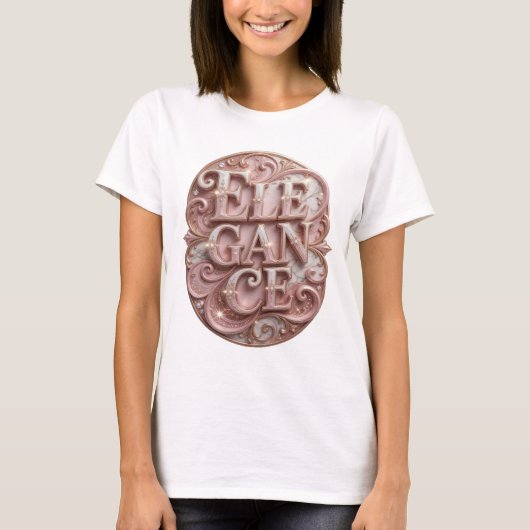 Cool Gold ELEGANCE Slogan T-shirt (Voorkant)