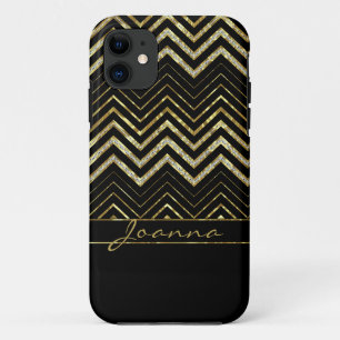 Cool Gold en Diamonds Chevron Pattern iPhone 11 Hoesje