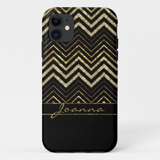 Cool Gold en Diamonds Chevron Pattern Case-Mate iPhone Case (Achterkant)