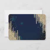 Cool Gold Glitter Drips, Dress Navy Blue Sweet 16 Kaart (Achterkant)