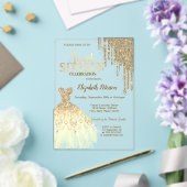 Cool Gold Glitter-schijven, Dress Green Sweet 16 Acryl Uitnodigingen (Insitu (Huwelijk))