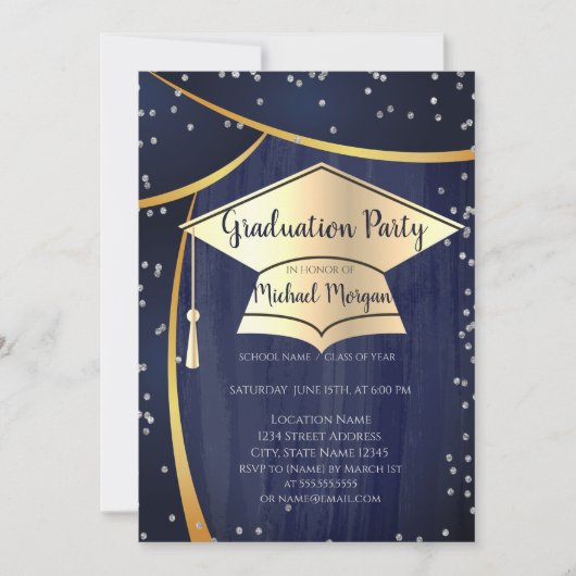 Cool Gold Graduation Cap,Diamonds Afstuderen Kaart (Voorkant)