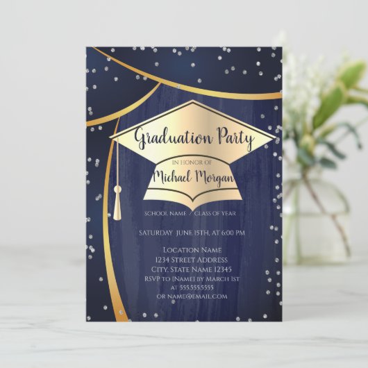 Cool Gold Graduation Cap,Diamonds Afstuderen Kaart (Staand voorkant)