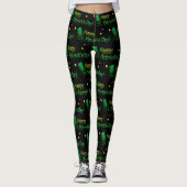 Cool Gold Green Petten Happy St. Patrick Day Phras Leggings (Voorkant)