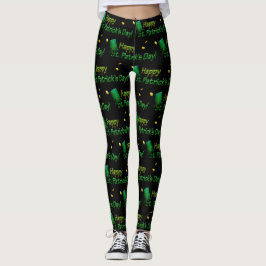 Cool Gold Green Petten Happy St. Patrick Day Phras Leggings