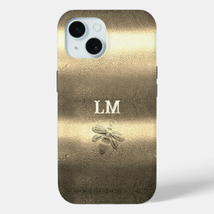 Cool Gold Look Bee Monogram Initialen iPhone 15 Case