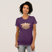 Cool Gold Lotus Yoga Meditation Teacher Paars T-shirt (Voorkant volledig)
