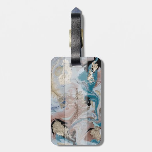 Cool Gold Marble Texogram Bagagelabel (Achterkant verticaal)