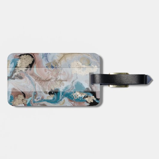 Cool Gold Marble Texogram Bagagelabel (Achterkant horizontaal)