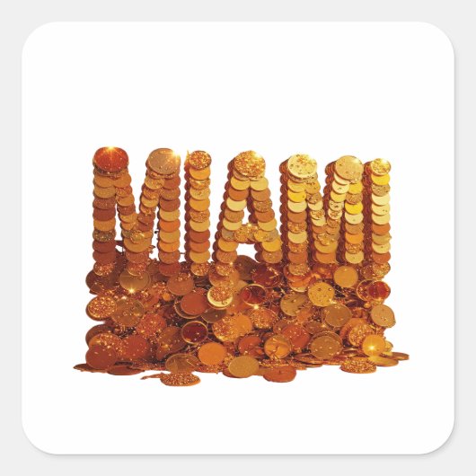 Cool Gold MIAMI Vinyl Stijl Vierkante Sticker (Voorkant)