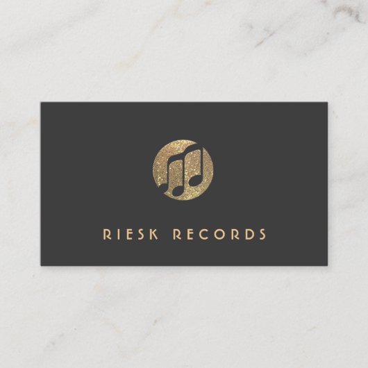 Cool Gold Music Note Logo Musicus Visitekaartje (Voorkant)