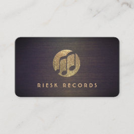 Cool Gold Muzieknoten Logo Retro Musicus Visitekaartje