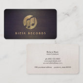 Cool Gold Muzieknoten Logo Retro Musicus Visitekaartje (Voorkant / Achterkant)