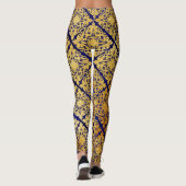 Cool Gold Navy Blue folie Patroon Vrouwen Leggings (Achterkant)