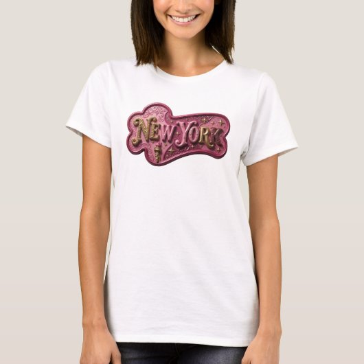 Cool Gold NEW YORK Shirt Ontwerp (Voorkant)