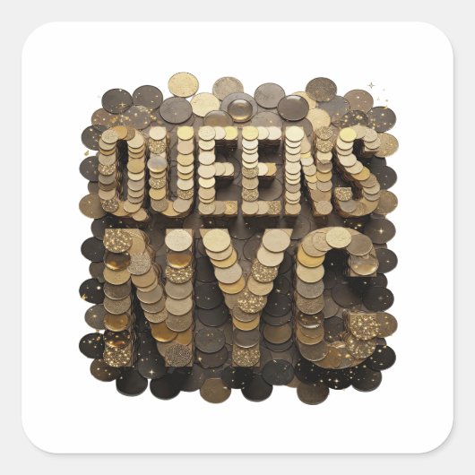Cool Gold QUEENS NYC Sticker Motief (Voorkant)