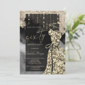 Cool Gold Sequins Jurk 60e verjaardag Kaart (Staand voorkant)