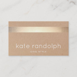 Cool Gold Striped Kraft Tan Cardboard Visitekaartje