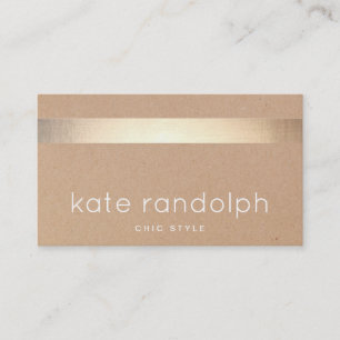 Cool Gold Striped Kraft Tan Cardboard Visitekaartje