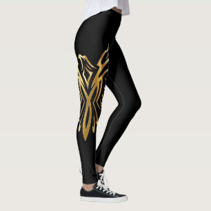 Cool Gold Tribal Phoenix Bird op zwarte yoga broek Leggings