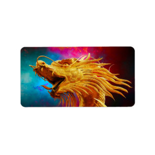 Cool Golden Dragon kleurrijke Thailand achtergrond Etiket