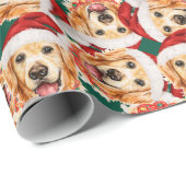 Cool Golden Retriever kerstpatroon Cadeaupapier (Rol Hoek)