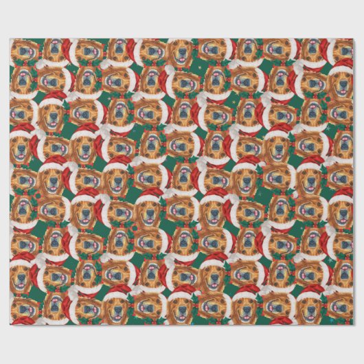 Cool Golden Retriever krijgt kerstpatronen Cadeaupapier (Vlak)