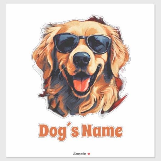 Cool Golden Retriever met zonnebril Sticker (Vel)