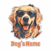 Cool Golden Retriever met zonnebril Sticker (Voorkant)