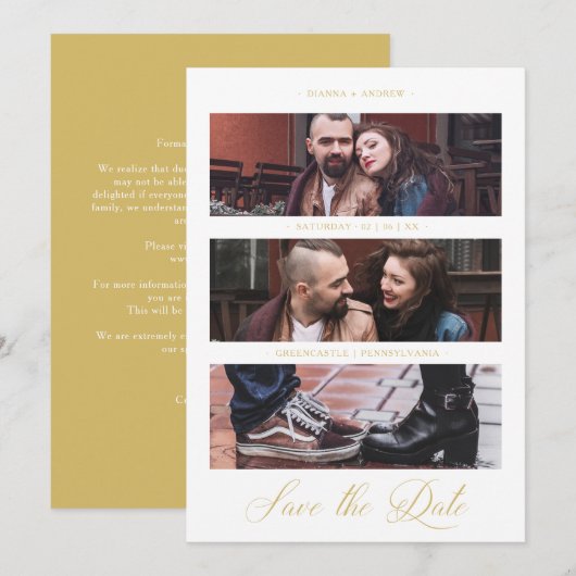 Cool Golden Romantic Wedding 3 Multi Photos (Voorkant / Achterkant)