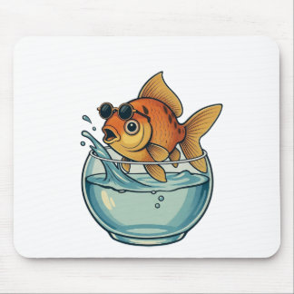 Cool Goldfish Splashing in Sunglasses Muismat
