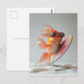 Cool Goldfish Surfen op een Golf Briefkaart (Voorkant / Achterkant)
