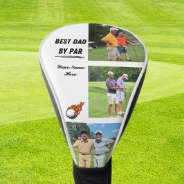 Cool Golf Gift voor Dad Custom 3 Foto & Naam Wit Golfheadcover