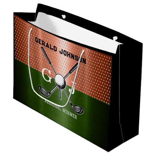 Cool Golf Monogram Ontwerp Groot Cadeauzakje (Voorkant Gekanteld)